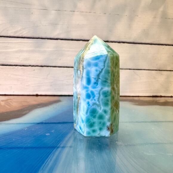 Larimar Polished Tower Blue White Mineral – Dominican Republic – 46 mm - Picture 3 of 4